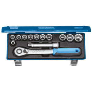 Socket set 1/2" 13 pcs hex 10-24 mm